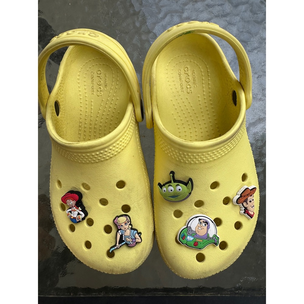 Crocs Toy Story Clogs with Jibbitz Comfort Slides Yellow‎ Kids Size 13 childs - Picture 2 of 8